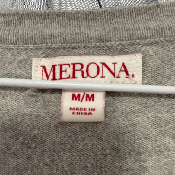 MERONA Grey, Pink, & Aqua Floral Cardigan Sz M - Picture 4 of 6